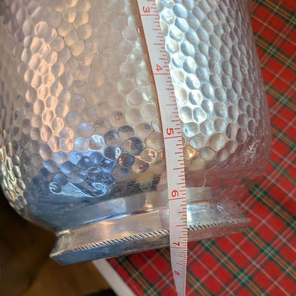 MCM Italian Silver Hammered Aluminum Ice Bucket 1950's